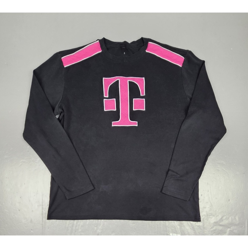 T-Mobile Shirt Mens XL Black Employee Work Long Sleeve Quilted Logo Shirt